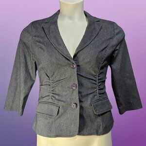 Y2K Gray Fitted Blazer Jacket Size L Office Siren 2000s Academia Stretch